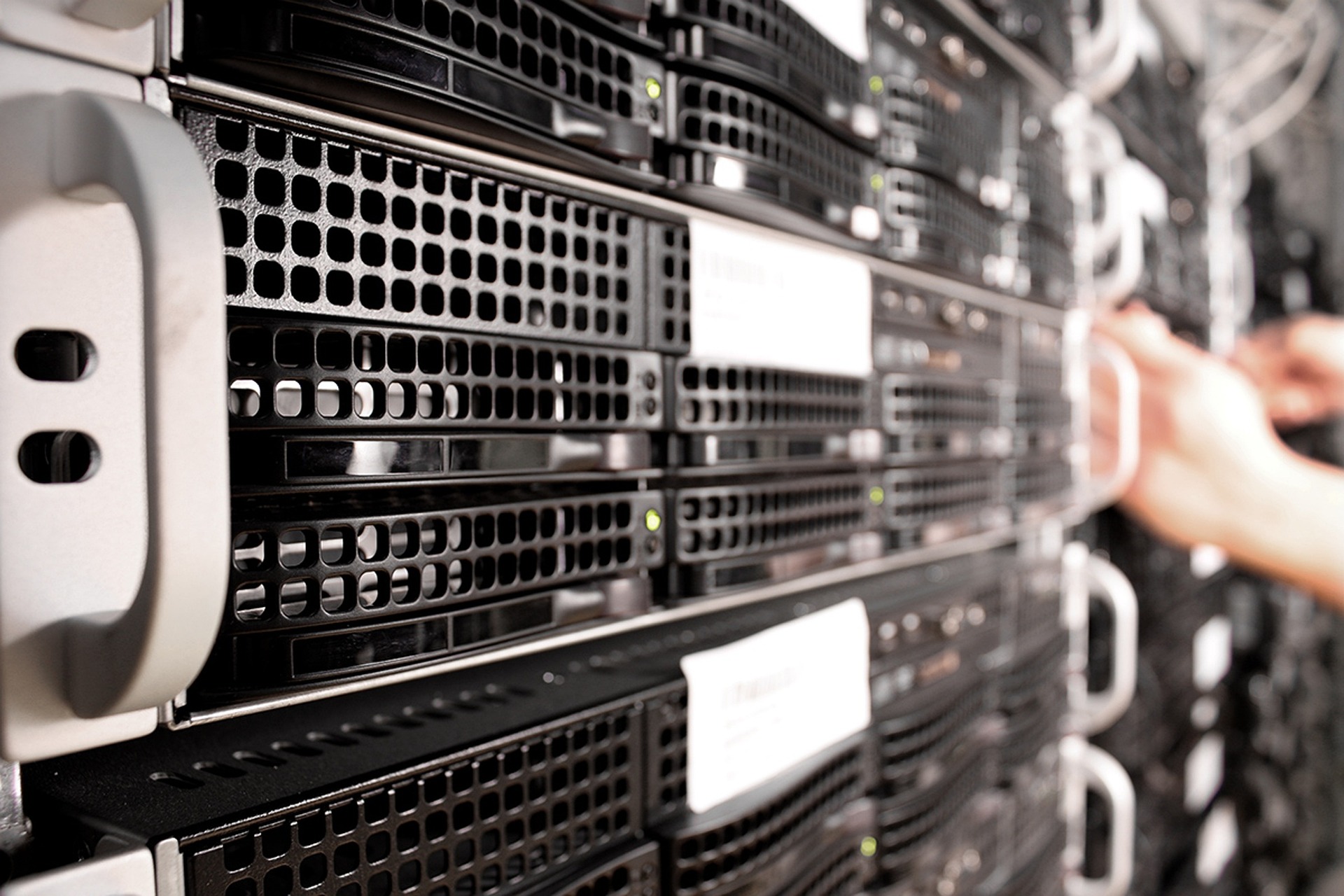 Racks of servers in a data centre